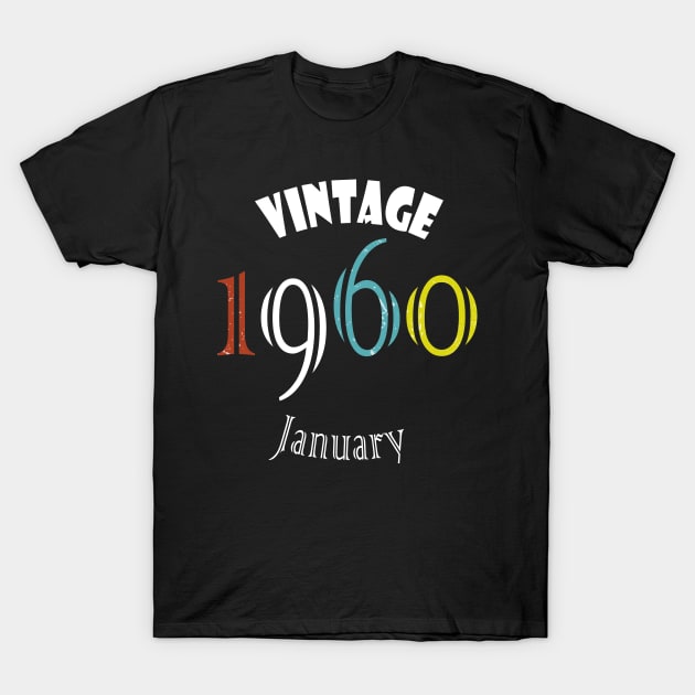 1960  Vintage January Birthday T-Shirt by rashiddidou